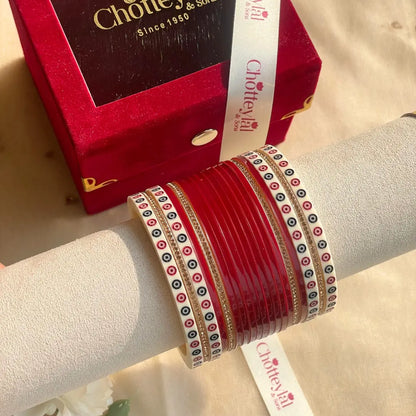 Pure Pearl Classic Heritage Diamond Maroon Chooda Set of 15