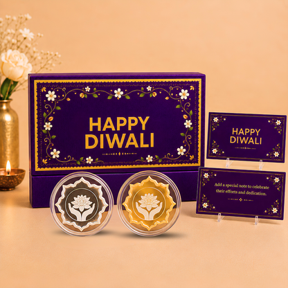 Signature Happy Diwali 10g Lotus Coin Set - Add Logo/Message