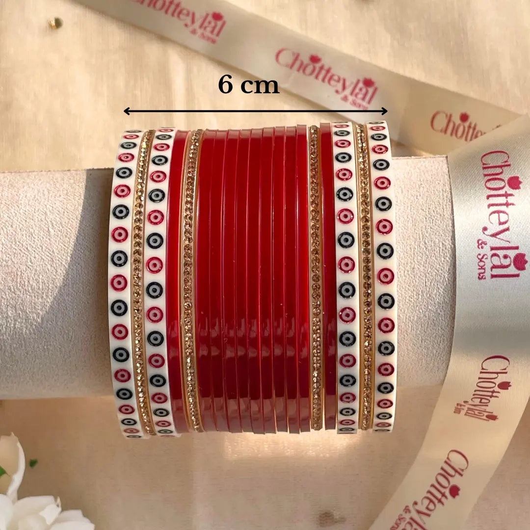 Pure Pearl Classic Heritage Diamond Maroon Chooda Set of 15