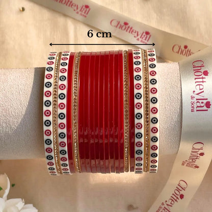 Pure Pearl Classic Heritage Diamond Maroon Chooda Set of 15