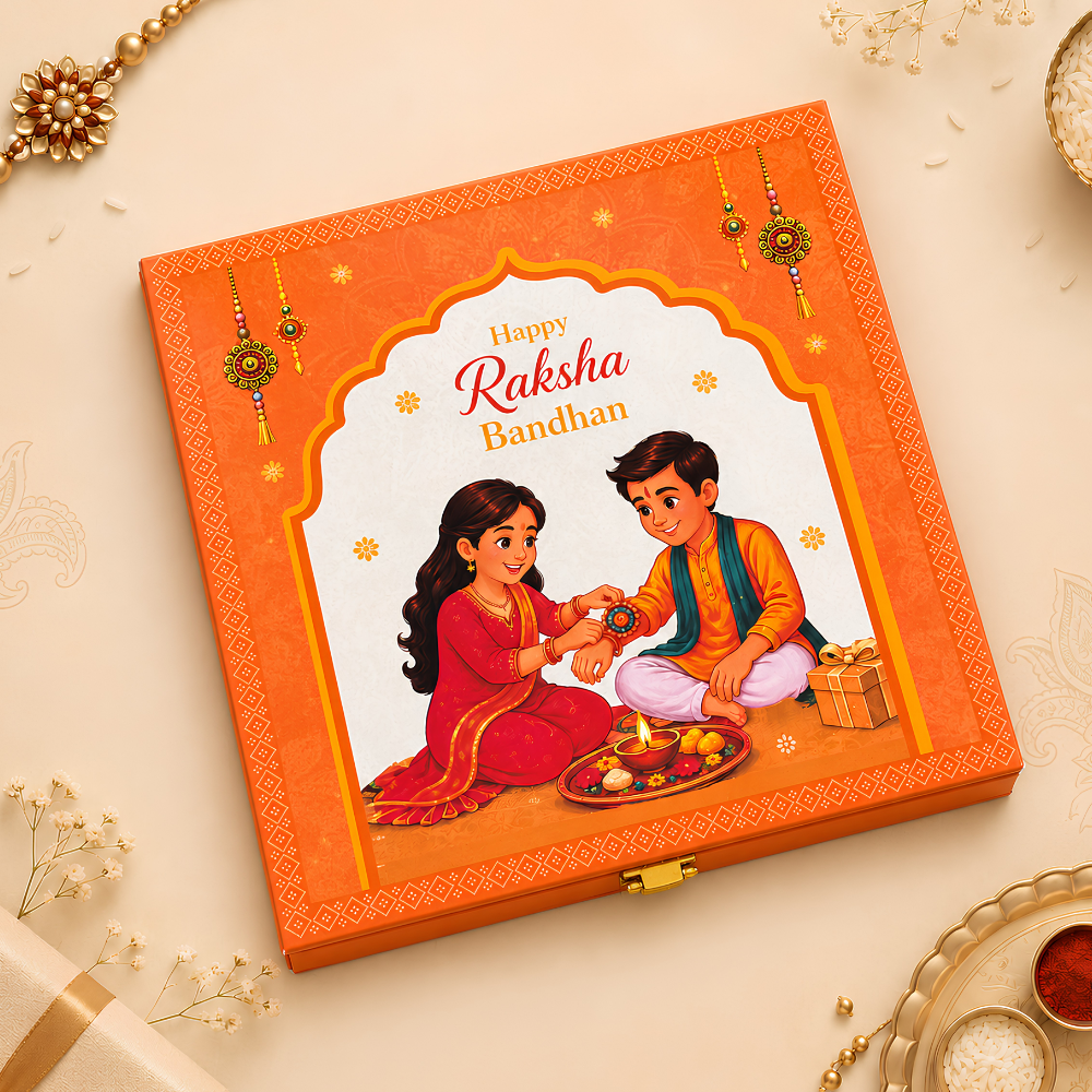 999 Pure Silver Coin Rakhi Gift Box with Gift Bag