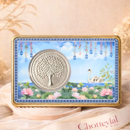 1 g Silver Coin Lotus Swan Card – 999 Pure Silver Symbol of Purity & Prosperity