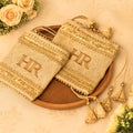 Customisable Cream Brocade Chooda Cover With Initials & Tassels