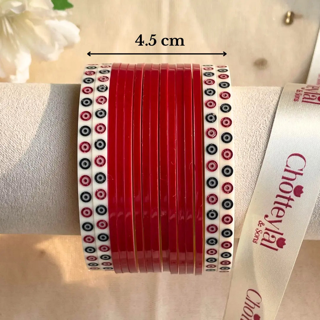 Pure Pearl Classic Heritage Diamond Dark Red Chooda Set of 15