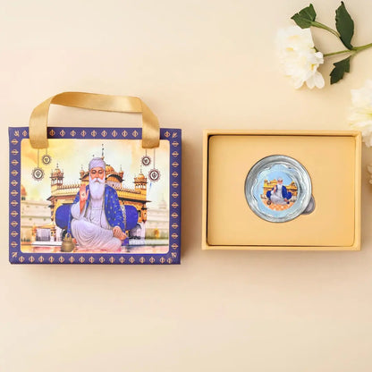 Guru Nanak Dev Ji, Sikh Silver Coin, Flower Shape, UV Print, 5 GM, 999 Purity Silver Coin