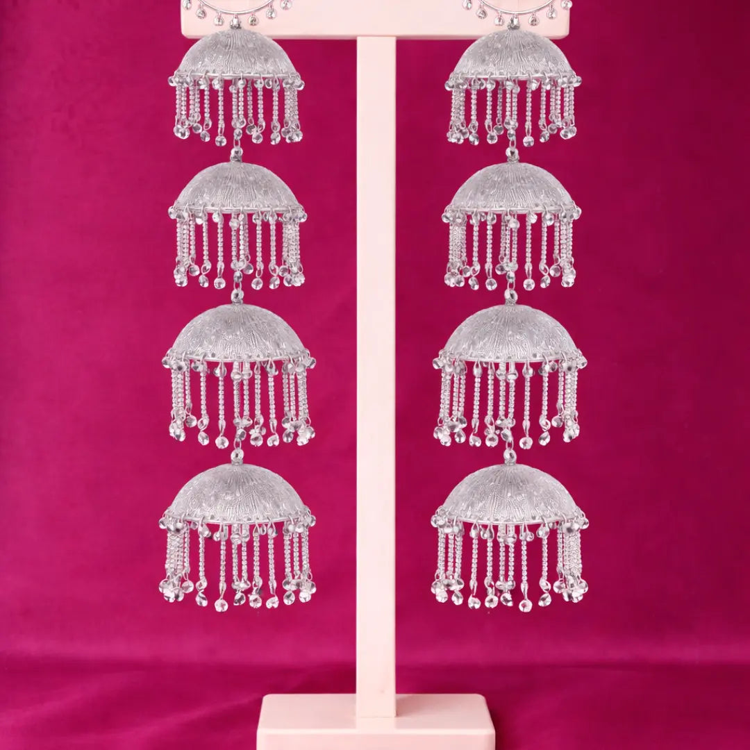 Royal Silver Triple Dome Ghungroo Motifs Bridal Kalira