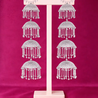 Royal Silver Triple Dome Ghungroo Motifs Bridal Kalira