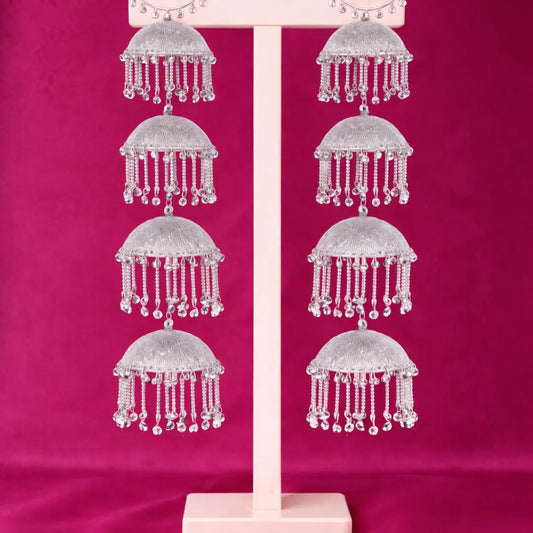 Royal Silver Triple Dome Ghungroo Motifs Bridal Kalira