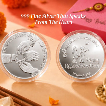 Classic Happy Rakhi Gift, Rakhi On Hand Coin - Set of 2 Coins (10 g Each, Total 20 g)