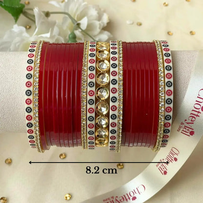 Pure Pearl Classic Heritage Diamond Red Chooda Set of 21