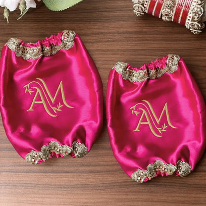 Classic Antique Customisation Pink Bridal Chooda Cover – Logo Only | Chotteylal and Sons