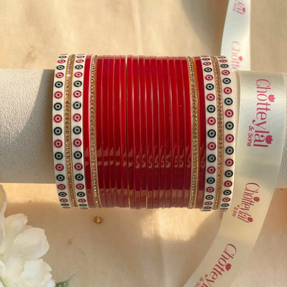 Pure Pearl Classic Heritage Diamond Maroon Chooda Set of 21