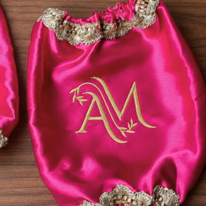 Classic Antique Customisation Pink Bridal Chooda Cover – Logo Only | Chotteylal and Sons