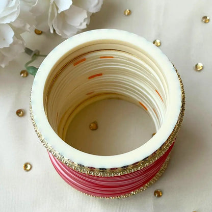 Pure Pearl Classic Diamond Dark Red Chooda Set of 31