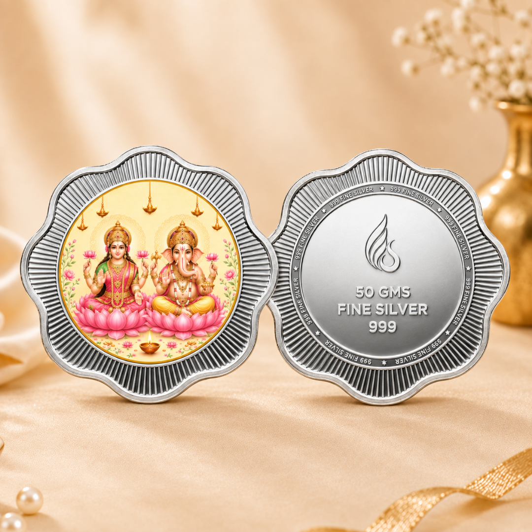 50g 999 Fine Silver Lakshmi Ganesh Coin | Elegant Gift
