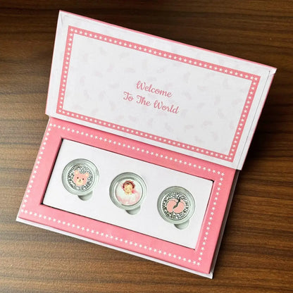 Welcome Little Princess Pink Baby Girl UV Silver Coin Box Set (3 Coins x 1gm Each)