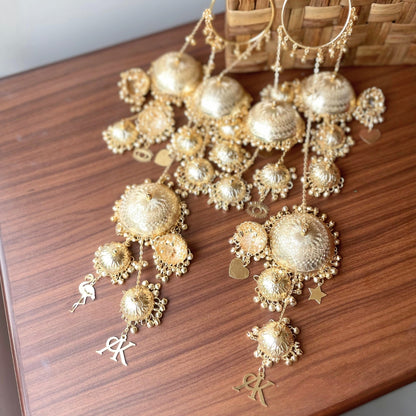 Golden Parineeti Chopra Inspired Long Bridal Kaleera - Customizable With Unique Charms