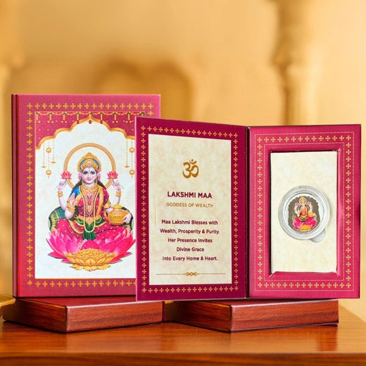 Laxmi ji, Silver, Round Shape, 1 g, (Set of 10/15) - Ships Immediately