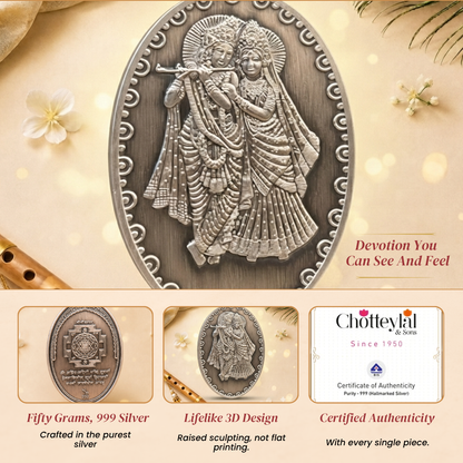Radha Krishna Ji, 3D Finish, Oval Shape, Single (50 g)
