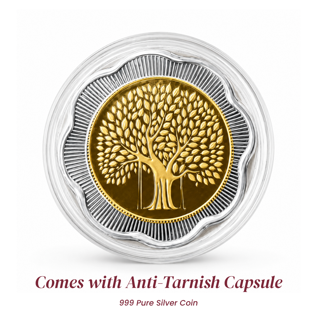 Premium 10 gm 999 Pure Silver Banyan Tree Rose Coin Gift Pack