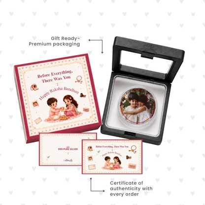 Before Instant Delivery, There Was You – Personalised Photo Silver Coin Raksha Bandhan Gift