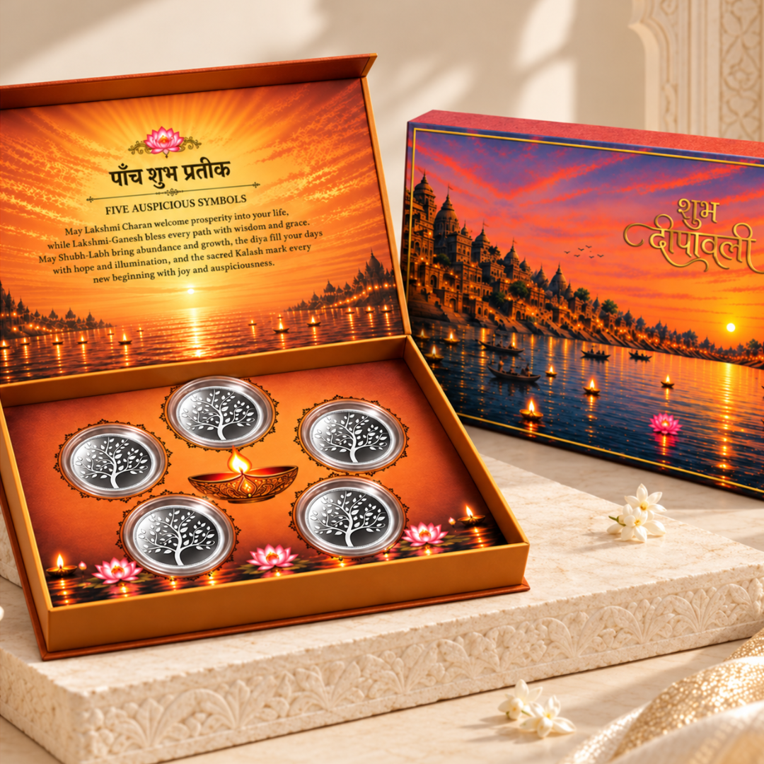 Kashi Sandhya Deepotsav Theme Diwali 5g Silver Coin Gift Box