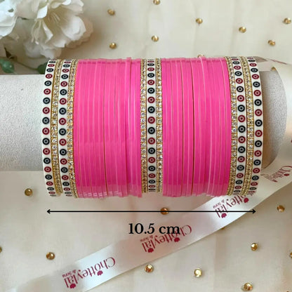 Pure Pearl Classic Diamond Heritage Pink Chooda Set of 31