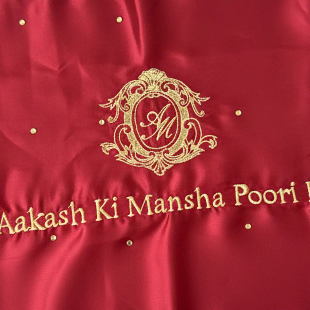 Chotteylal and Sons Dark Pink Satin Mehndi Mat with text