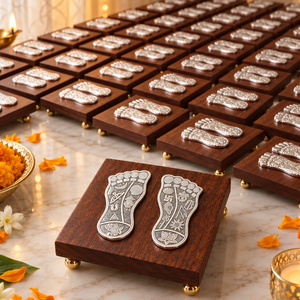 Lakshmi Charan, Wooden Base, Single (Approx. 4 g), Silver