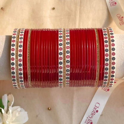 Pure Pearl Classic Heritage Diamond Maroon Chooda Set of 31