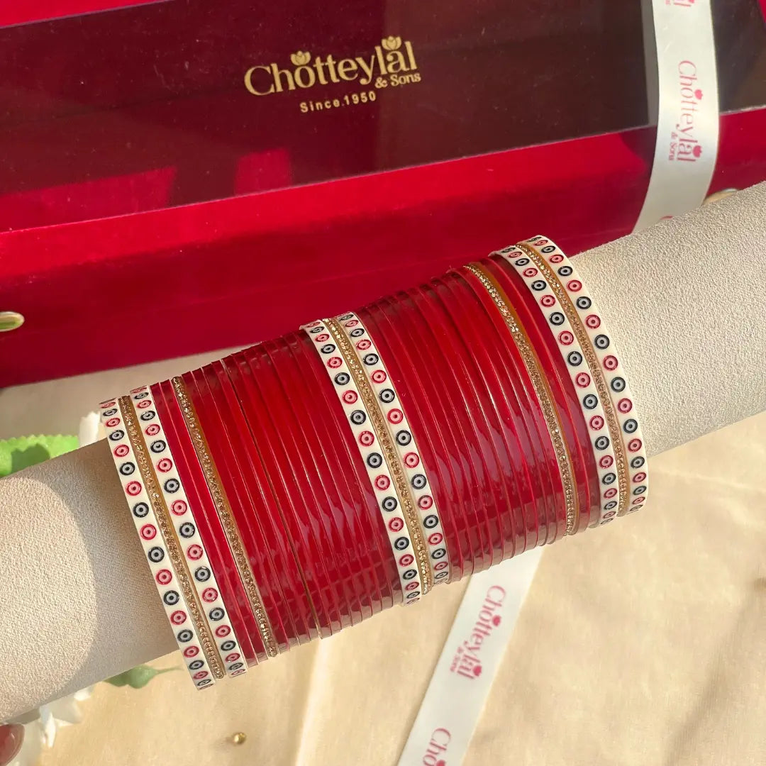 Pure Pearl Classic Heritage Diamond Maroon Chooda Set of 31