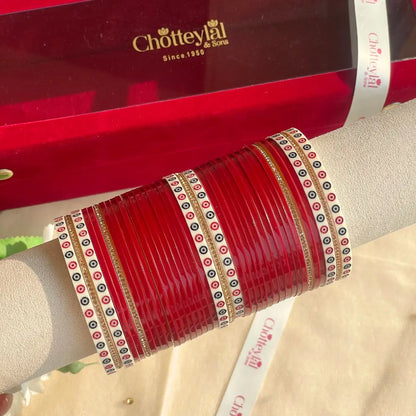 Pure Pearl Classic Heritage Diamond Maroon Chooda Set of 31