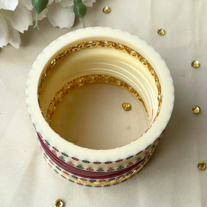 Pure Pearl Classic Diamond Dark Red Chooda Set of 11