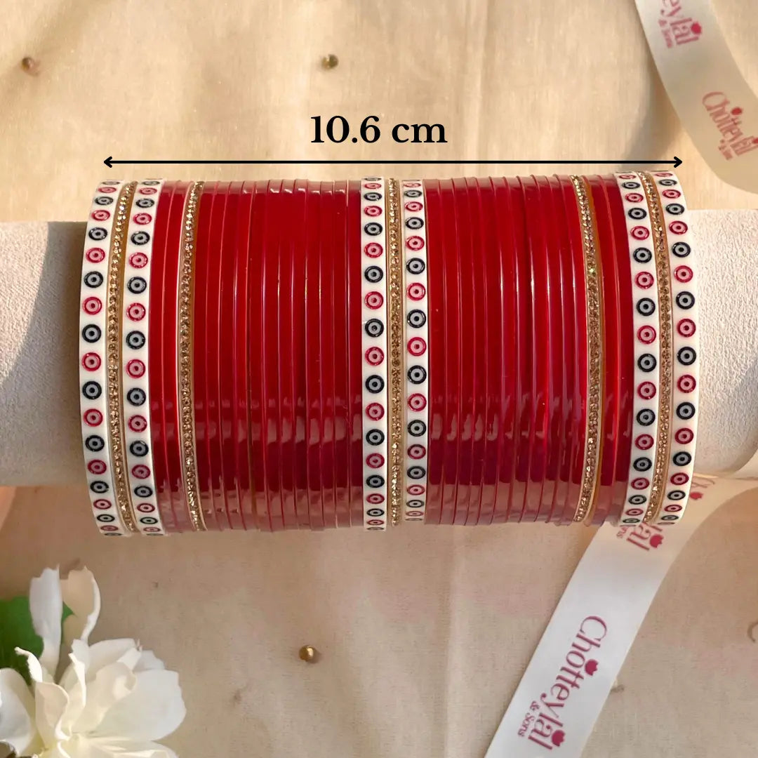 Pure Pearl Classic Heritage Diamond Maroon Chooda Set of 31