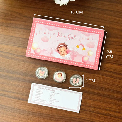 Welcome Little Princess Pink Baby Girl UV Silver Coin Box Set (3 Coins x 1gm Each)