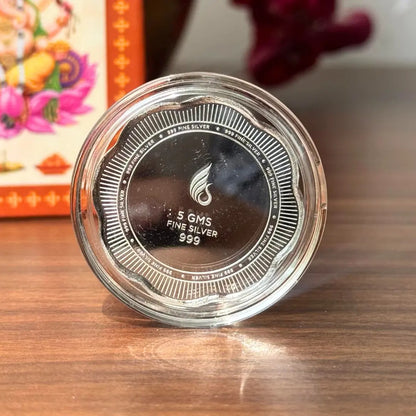 Laxmi Ganesh ji, Silver, Folder Box, 5gm, 999 Purity Silver Coins