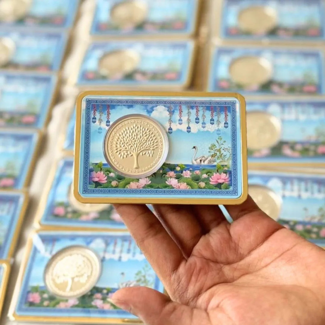 2 g Silver Coin Lotus Swan Card – 999 Pure Silver Symbol of Purity & Prosperity