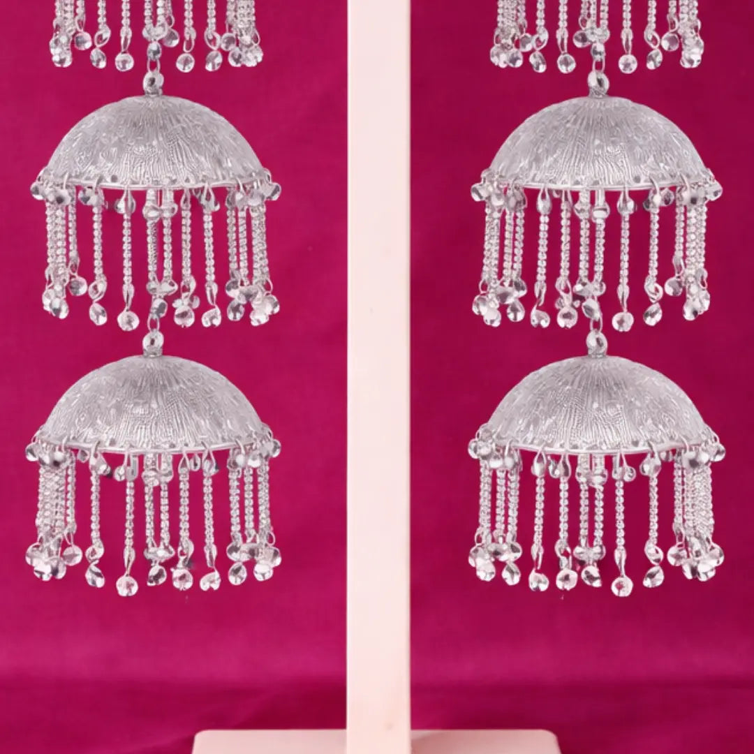 Royal Silver Triple Dome Ghungroo Motifs Bridal Kalira