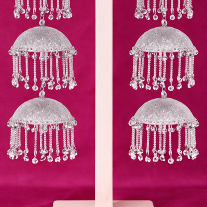Royal Silver Triple Dome Ghungroo Motifs Bridal Kalira