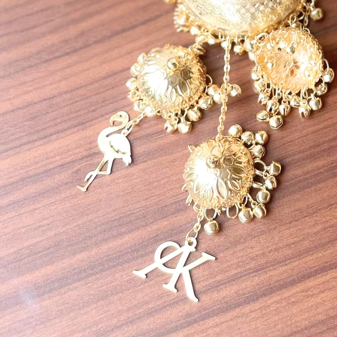 Golden Parineeti Chopra Inspired Long Bridal Kaleera - Customizable With Unique Charms