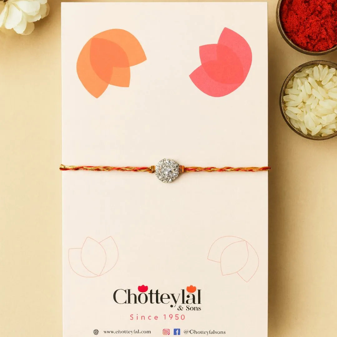 Vivid Grace – Colourful Thread Stone Rakhi for Brother