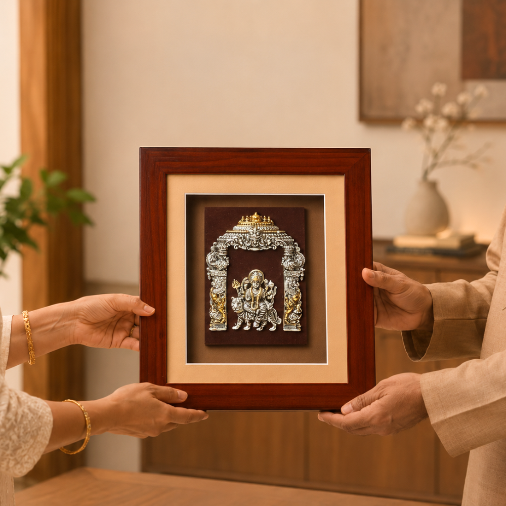 999 Silver Durga Maa Murti - For Mandirs, Walls & Desks