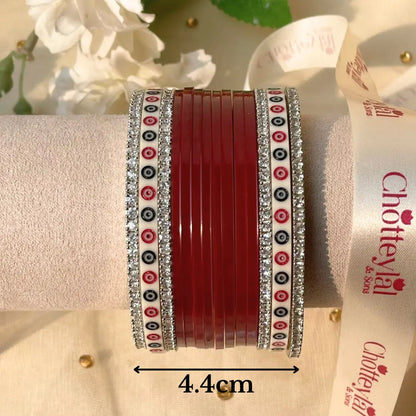 Pure Pearl Classic Heritage Diamond Maroon Chooda Set of 11
