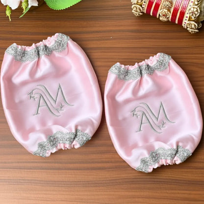 Classic Antique Customisation Baby Pink Bridal Chooda Cover – Logo Only | Chotteylal and Sons