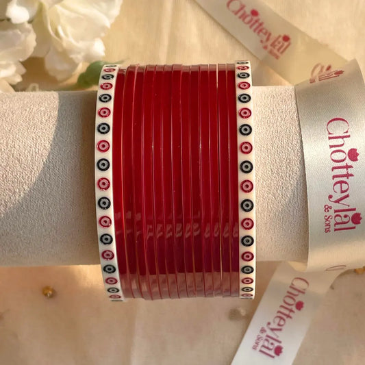 Pure Pearl Classic Heritage Diamond Maroon Chooda Set of 15