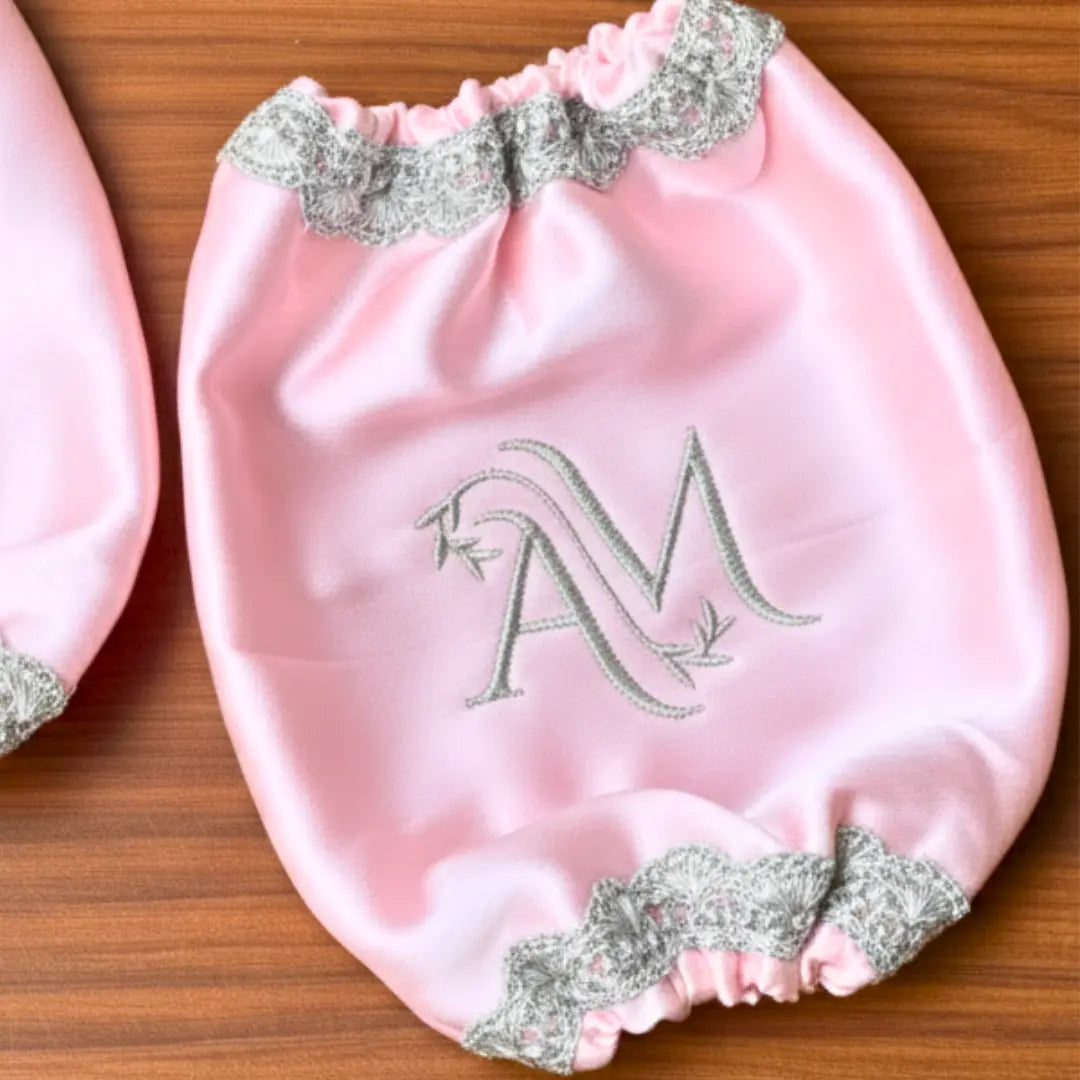 Classic Antique Customisation Baby Pink Bridal Chooda Cover – Logo Only | Chotteylal and Sons