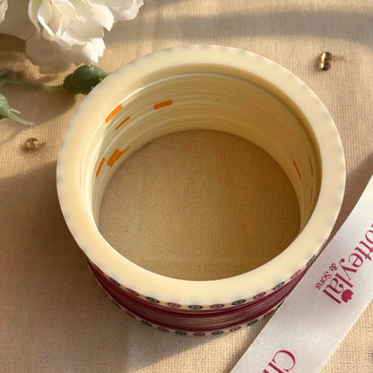 Pure Pearl Classic Heritage Diamond Maroon Chooda Set of 15