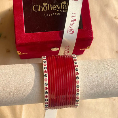 Pure Pearl Classic Heritage Diamond Maroon Chooda Set of 15