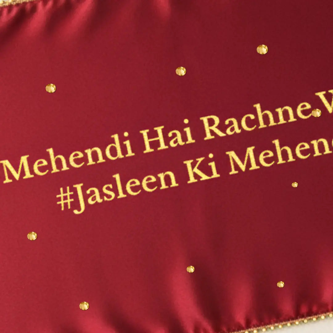 Red Mehndi Mat Customizable With 2 Line Text