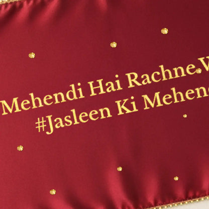 Red Mehndi Mat Customizable With 2 Line Text